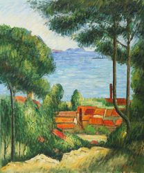 View Through Trees, L'Estaque II - Paul Cezanne Oil Painting