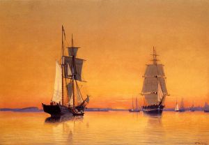 Ships in Boston Harbor at Twilight - William Bradford Oil Painting