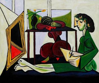 Interior With A Girl Drawing - Oil Painting Reproduction On Canvas