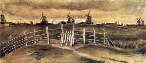 Windmils at Dordrecht - Vincent Van Gogh Oil Painting
