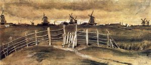 Windmils at Dordrecht -  Vincent Van Gogh Oil Painting