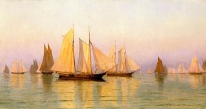 Sloops and Schooners at Evening Calm - William Bradford Oil Painting