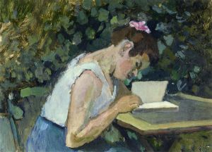 Woman Reading in a Garden - Oil Painting Reproduction On Canvas
