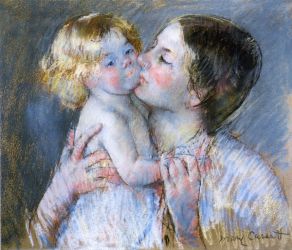 A Kiss for Baby Anne (no. 3) -   Mary Cassatt oil painting,