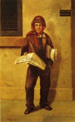 Newsboy Selling the Baltimore Sun -   William Aiken Walker oil painting