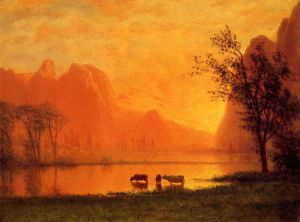 Sundown at Yosemite -  Albert Bierstadt Oil Painting