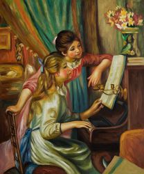 Young Girls at the Piano II - Oil Painting Reproduction On Canvas