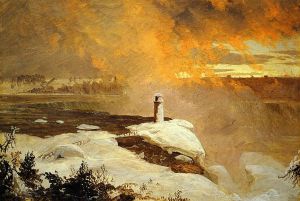 Niagara Falls from Goat Island, Winter -  Frederic Edwin Church Oil Painting