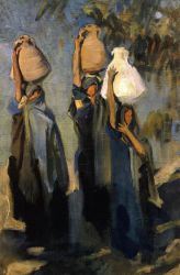 Bedouin Women Carrying Water Jars - Oil Painting Reproduction On Canvas