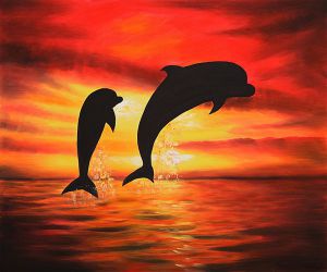Dolphins III - Oil Painting Reproduction On Canvas