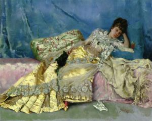 Lady on a Pink Divan - Oil Painting Reproduction On Canvas