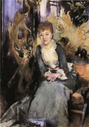 Miss Reubell Seated in Front of a Screen - Oil Painting Reproduction On Canvas