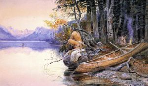 Indian Camp-Lake McDonald - Oil Painting Reproduction On Canvas