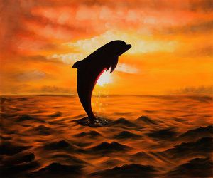 Dolphins I - Oil Painting Reproduction On Canvas