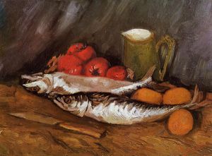 Still Life with Mackerels, Lemons and Tomatoes - Vincent Van Gogh Oil Painting