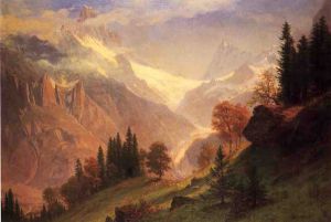 View of the Grindelwald -   Albert Bierstadt Oil Painting