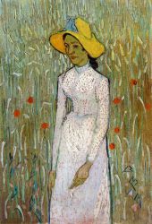 Young Girl Standing against a Background of Wheat - Oil Painting Reproduction On Canvas