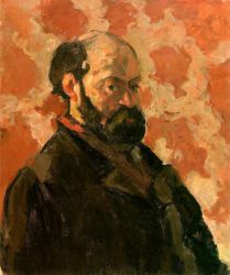 Self Portrait with a Rose Background -   Paul Cezanne Oil Painting