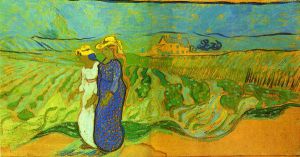 Two Women Crossing the Fields - Vincent Van Gogh Oil Painting
