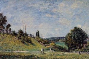 Railroad Embankment at Sevres - Alfred Sisley Oil Painting