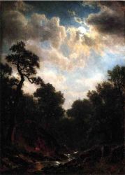 Moonlit Landscape VI -   Albert Bierstadt Oil Painting