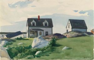 Houses of Squam Light, Gloucester -  Edward Hopper Oil Painting