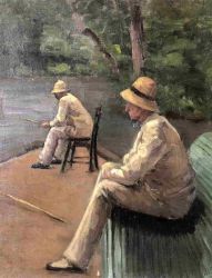 Fishermen on the Banks of the Yerres -   Gustave Caillebotte Oil Painting