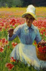 Girl with Poppies - Oil Painting Reproduction On Canvas