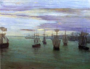 Crepuscule in Flesh Colour and Green: Valparaiso -   James Abbott McNeill Whistler Oil Painting