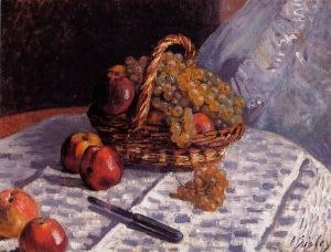 Still Life-Apples and Grapes -   Alfred Sisley Oil Painting