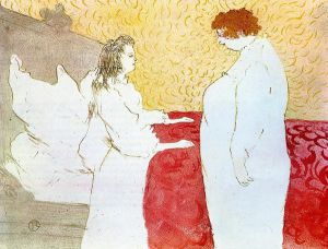 Elles: Woman in Bed, Profile, Getting Up -  Henri De Toulouse-Lautrec oil painting