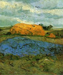 Haystacks under a Rainy Sky -   Vincent Van Gogh Oil Painting