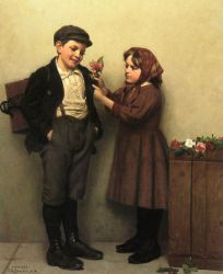 The Button Hole Posey - John George Brown Oil Painting