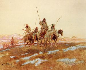 Piegan Hunting Party - Charles Marion Russell Oil Painting