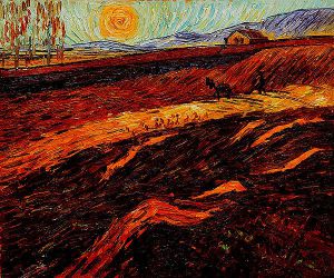 Enclosed Field with Ploughman II -   Vincent Van Gogh Oil Painting