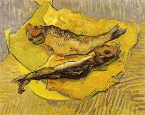 Still Life: Bloaters on a Piece of Yellow Paper -  Vincent Van Gogh Oil Painting