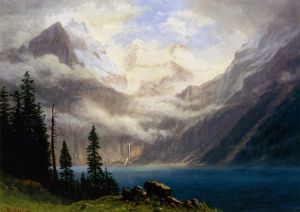 Mountain Scene - Albert Bierstadt Oil Painting