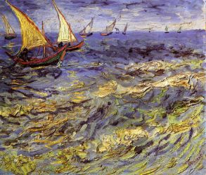 Fishing Boats at Sea -   Vincent Van Gogh Oil Painting