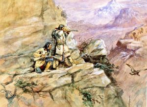 Hunting Big Horn Sheep - Charles Marion Russell Oil Painting