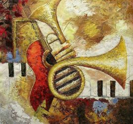 Modern Abstract-Musical Instrument - Oil Painting Reproduction On Canvas