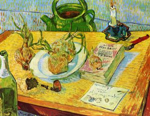 Still Life: Drawing Board, Pipe, Onions and Sealing Wax -   Vincent Van Gogh Oil Painting