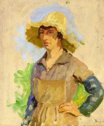 Grape Picker in a Yellow Hat - Oil Painting Reproduction On Canvas