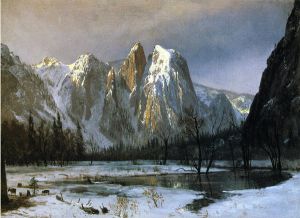 Cathedral Rocks, Yosemite Valley, California - Albert Bierstadt Oil Painting