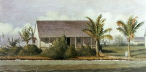 Cottage on Beach with Palm Trees (Florida) -   William Aiken Walker  Oil Painting