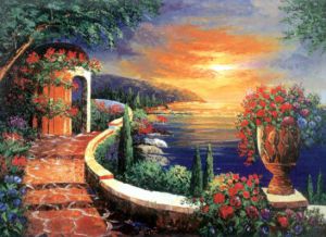 Mediterranean Scenery the Coastal Scenery in the Early Morning Light - Oil Painting Reproduction On Canvas