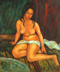 Seated Nude, 1917 - Amedeo Modigliani Oil Painting