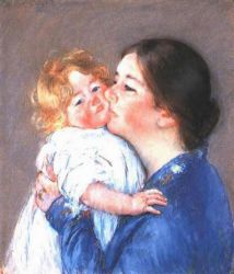 A Kiss for Baby Ann (no.2) -   Mary Cassatt oil painting,