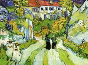 Village Street and Steps in Auvers with Figures - Vincent Van Gogh Oil Painting