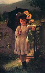 The Sunflower Girl - John George Brown Oil Painting