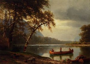 Salmon Fishing on the Cascapediac River -  Albert Bierstadt Oil Painting